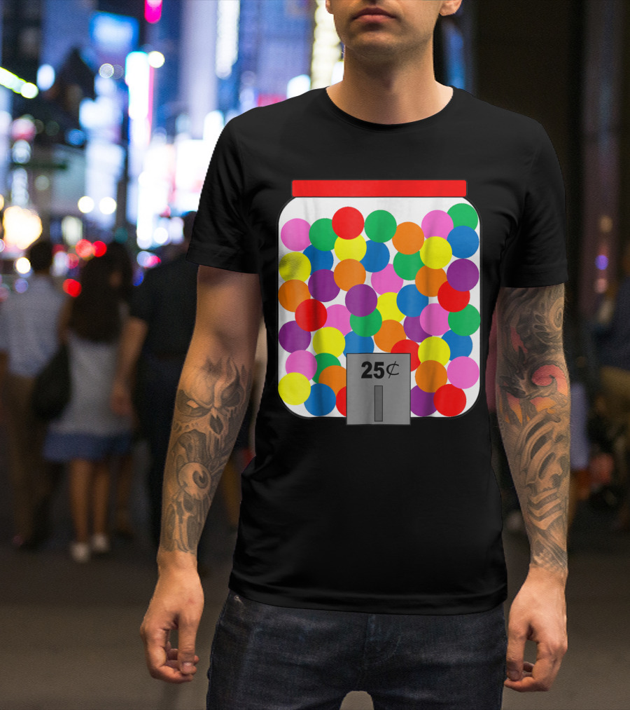 Gumball Machine Halloween Costume Easy 25 Cents Colorful Circles T-Shirt