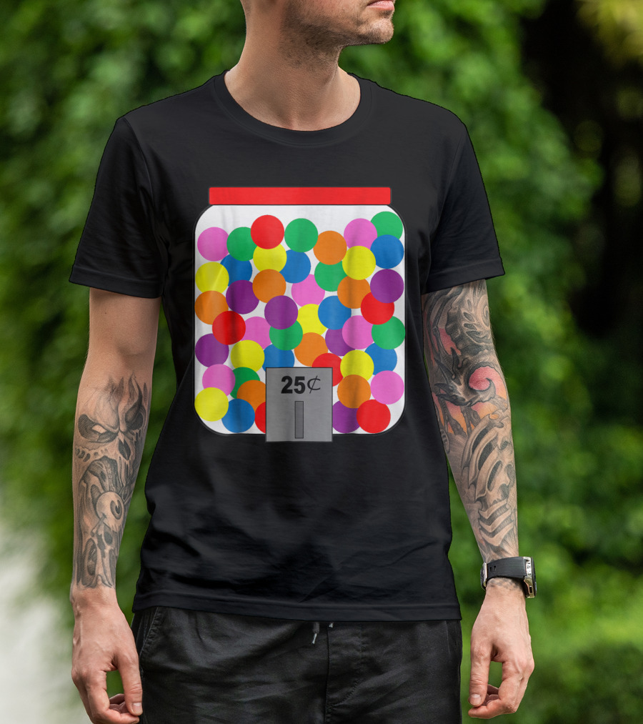 Gumball Machine Halloween Costume Easy 25 Cents Colorful Circles T-Shirt