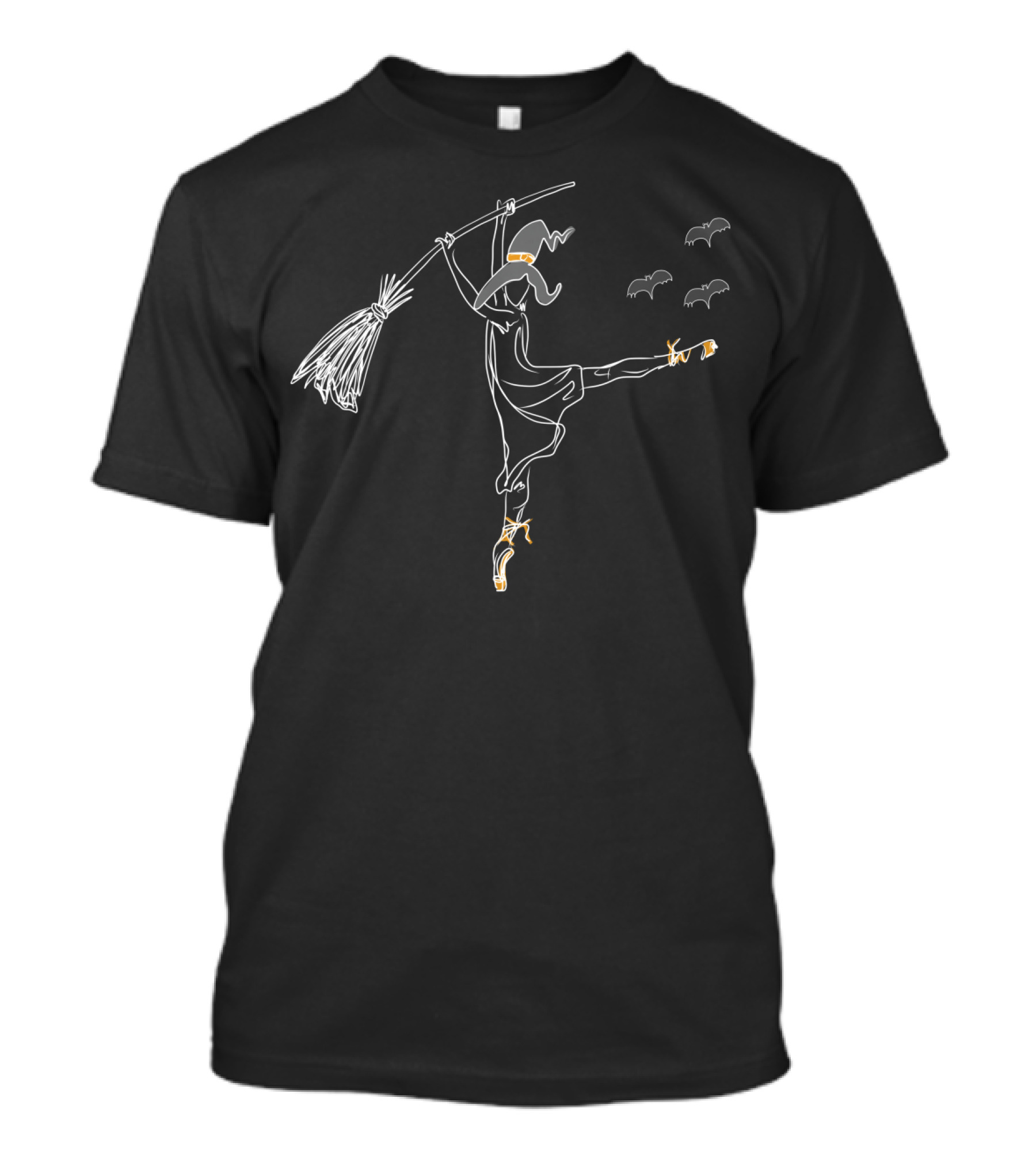 Witch Ballet Dance With Bats And Broom Halloween T-Shirt
