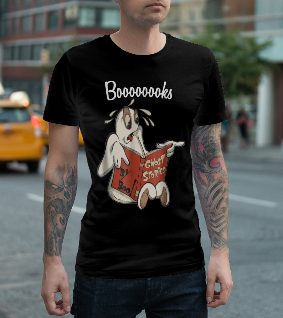 Booooooks Funny Book Reading Ghost Stories by Boo T-Shirt