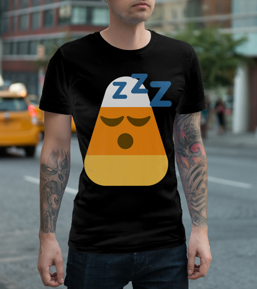 Halloween Candy Corn Sleeping Emoji Zzz T-Shirt
