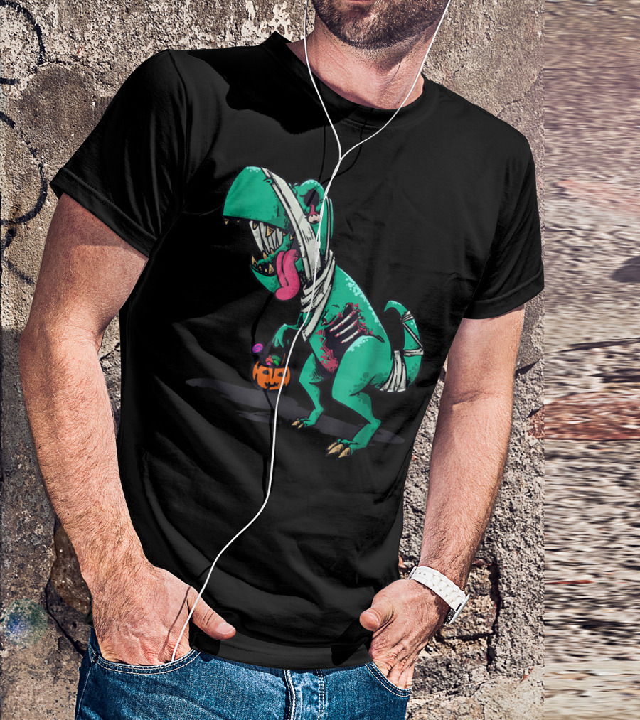 Zombie Dinosaur Trick Or Treat Halloween T-Shirt