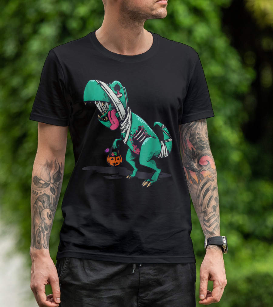 Zombie Dinosaur Trick Or Treat Halloween T-Shirt