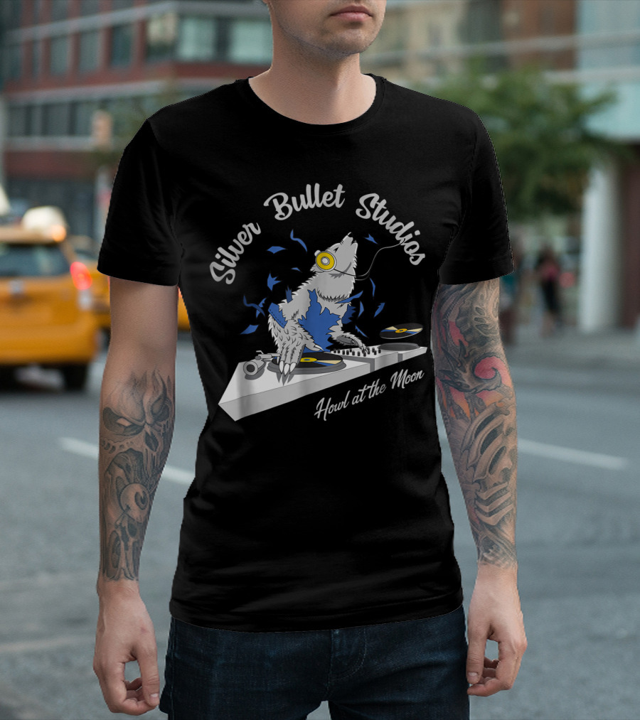 Silver Bullet Studios Howl at the Moon DJ Werewolf Halloween Party T-Shirt