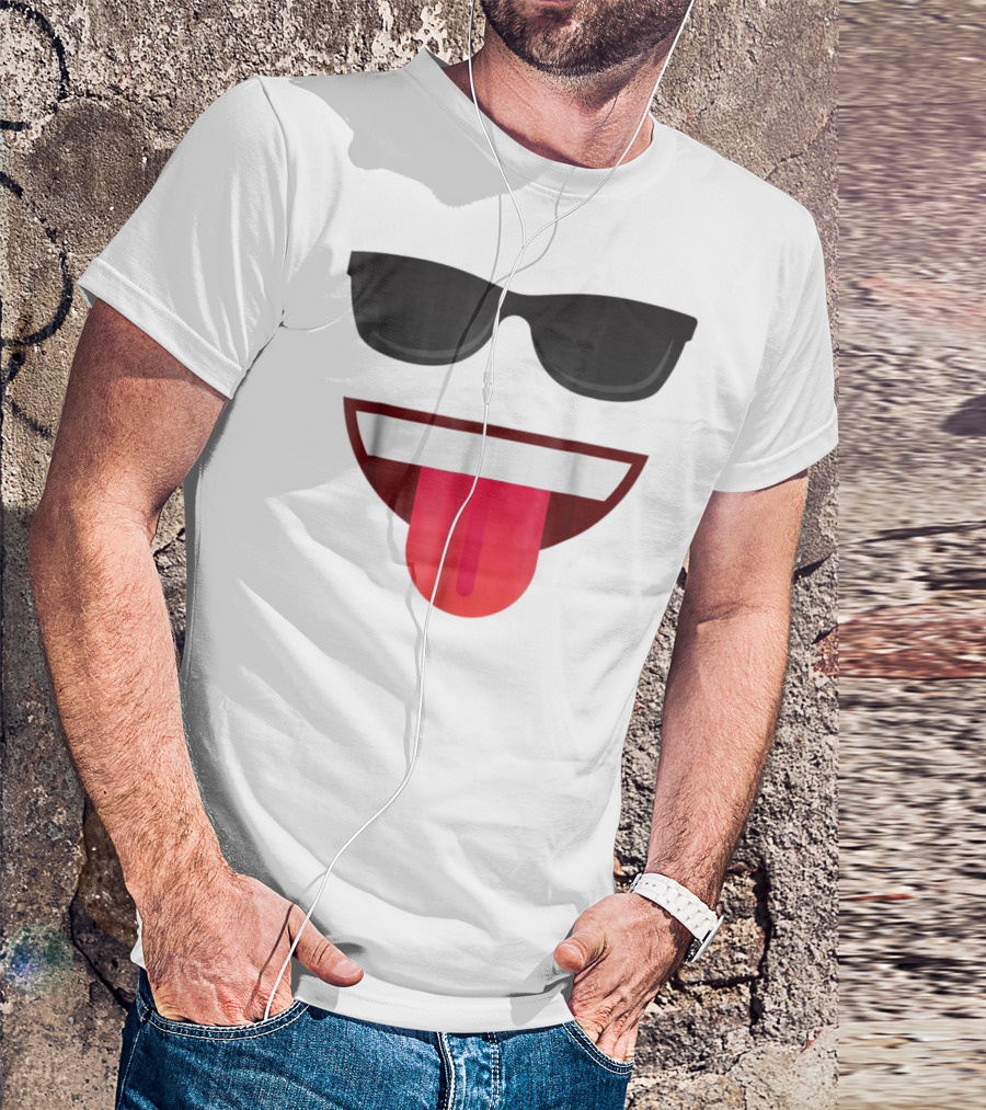 Halloween Emojis Emoticon Smile With Sunglasses And Tongue Out T-Shirt
