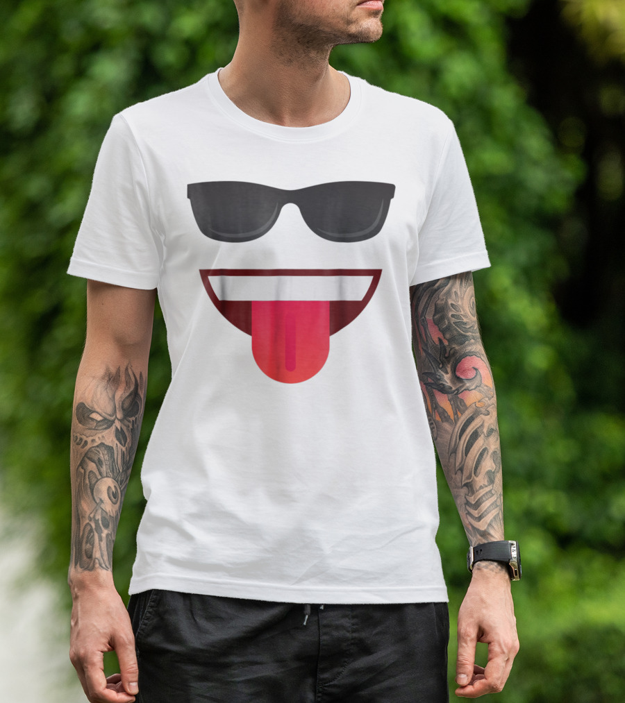 Halloween Emojis Emoticon Smile With Sunglasses And Tongue Out T-Shirt