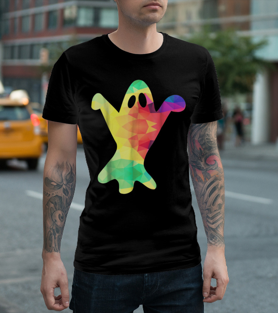 Halloween Ghost 1970s Tie Dye Super Groovy Psychedelic Colors T-Shirt