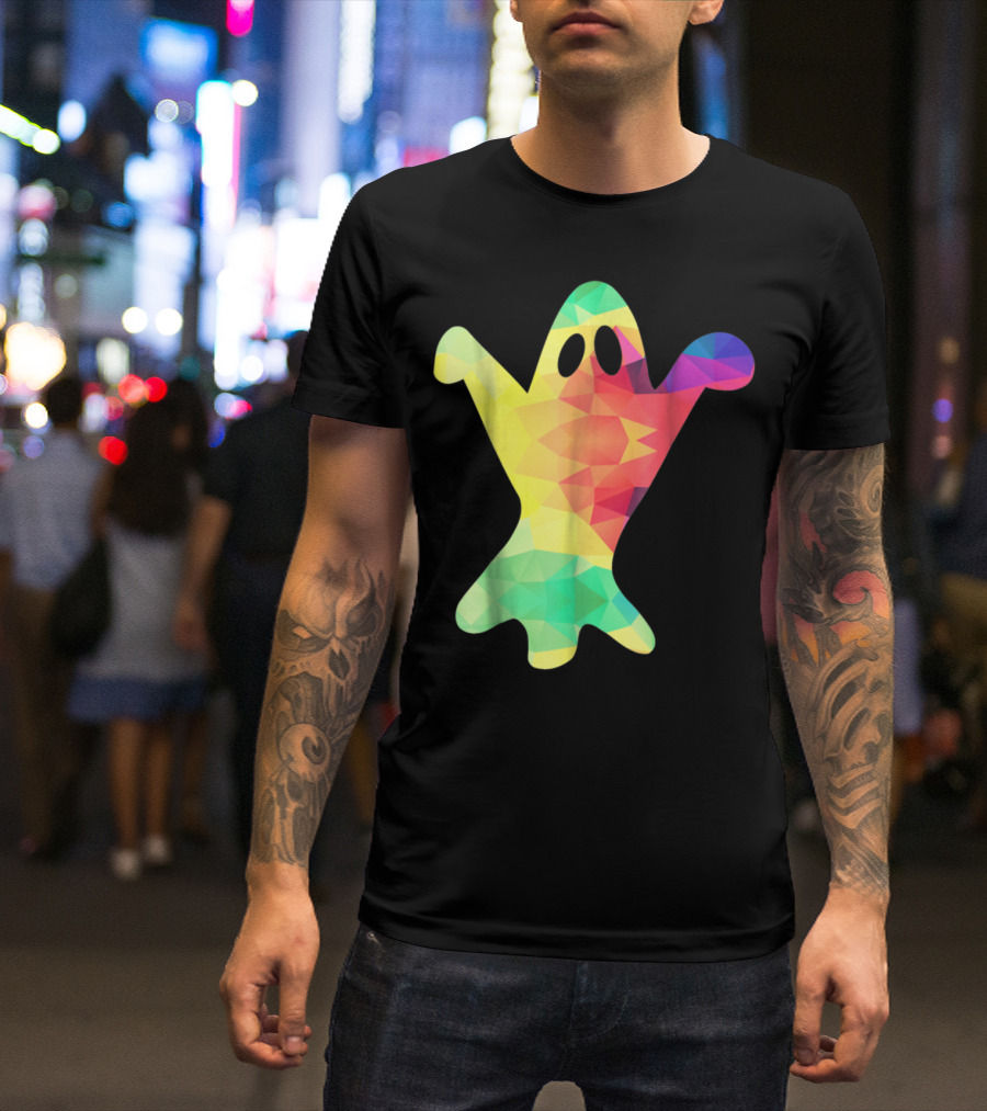 Halloween Ghost 1970s Tie Dye Super Groovy Psychedelic Colors T-Shirt