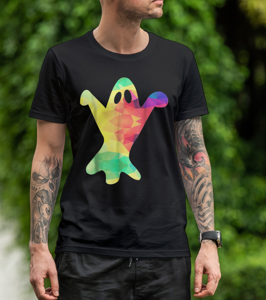 Halloween Ghost 1970s Tie Dye Super Groovy Psychedelic Colors T-Shirt