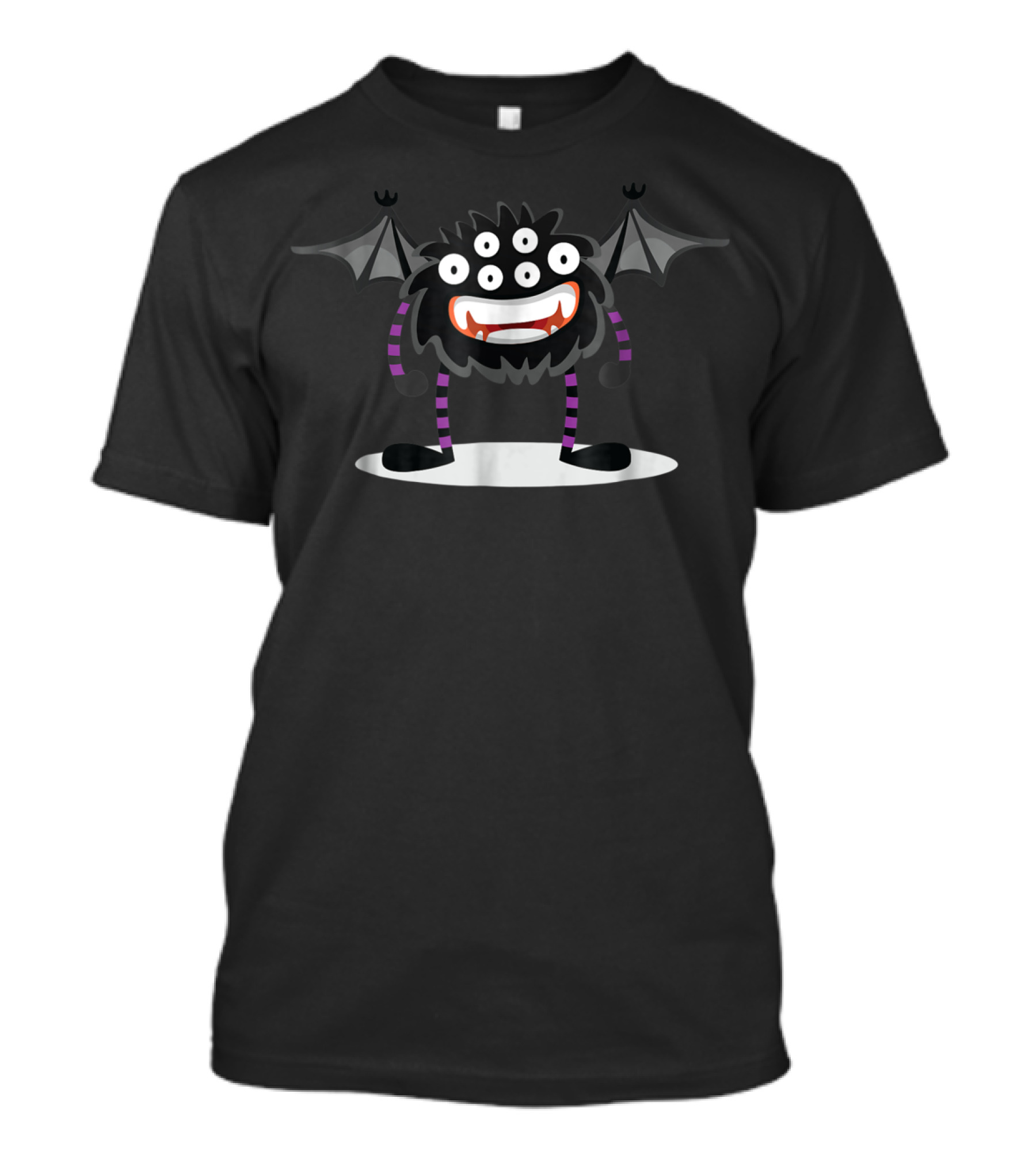 Vintage Cartoon Halloween Monster With Bat Wings And Multiple Eyes T-Shirt