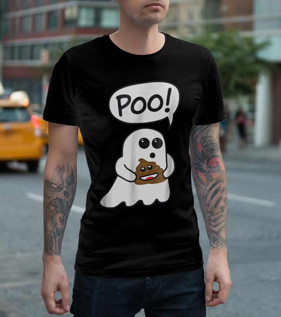 Halloween Ghost Poo Emoji Funny Poop T-Shirt