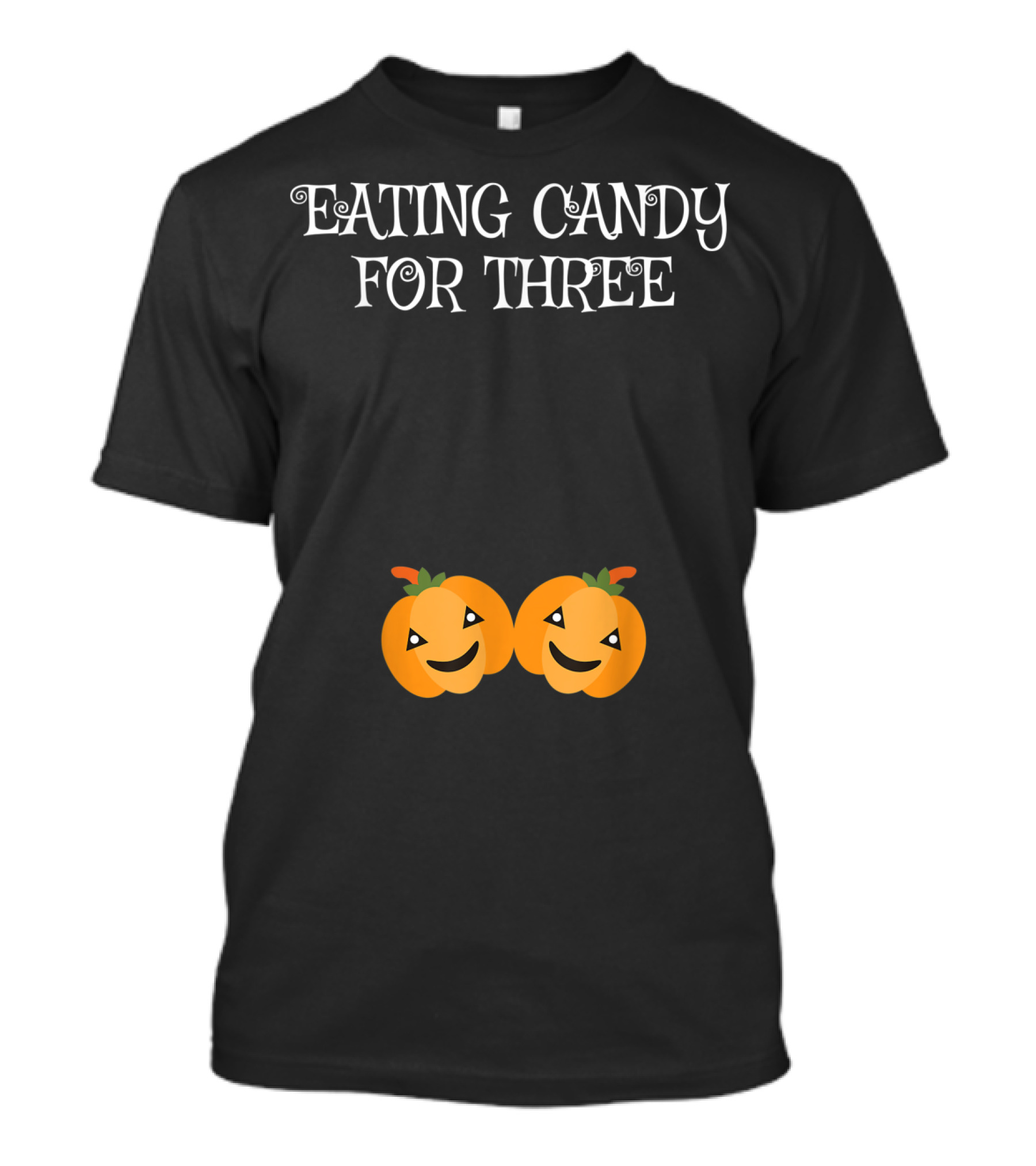 Eating Candy For Three Halloween Pregnancy Announcement Pumpkin Twins T-Shirt