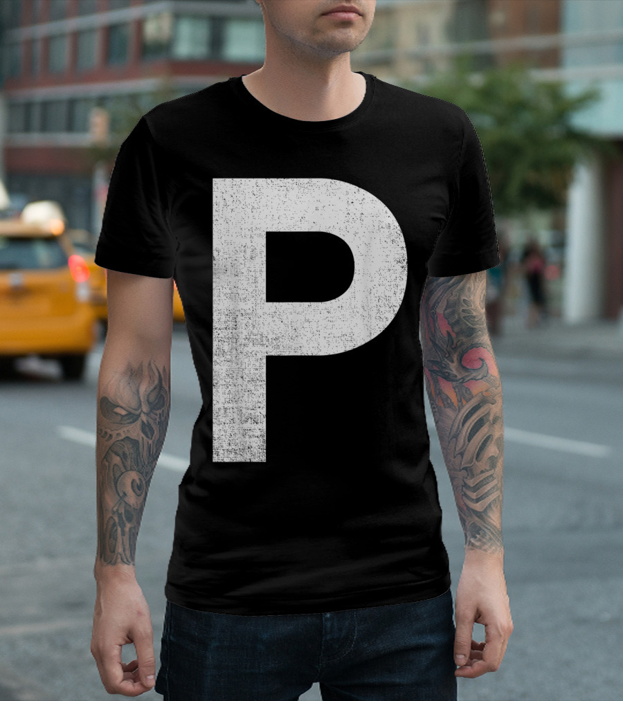 Halloween P Letter Salt And Pepper Matching T-Shirt