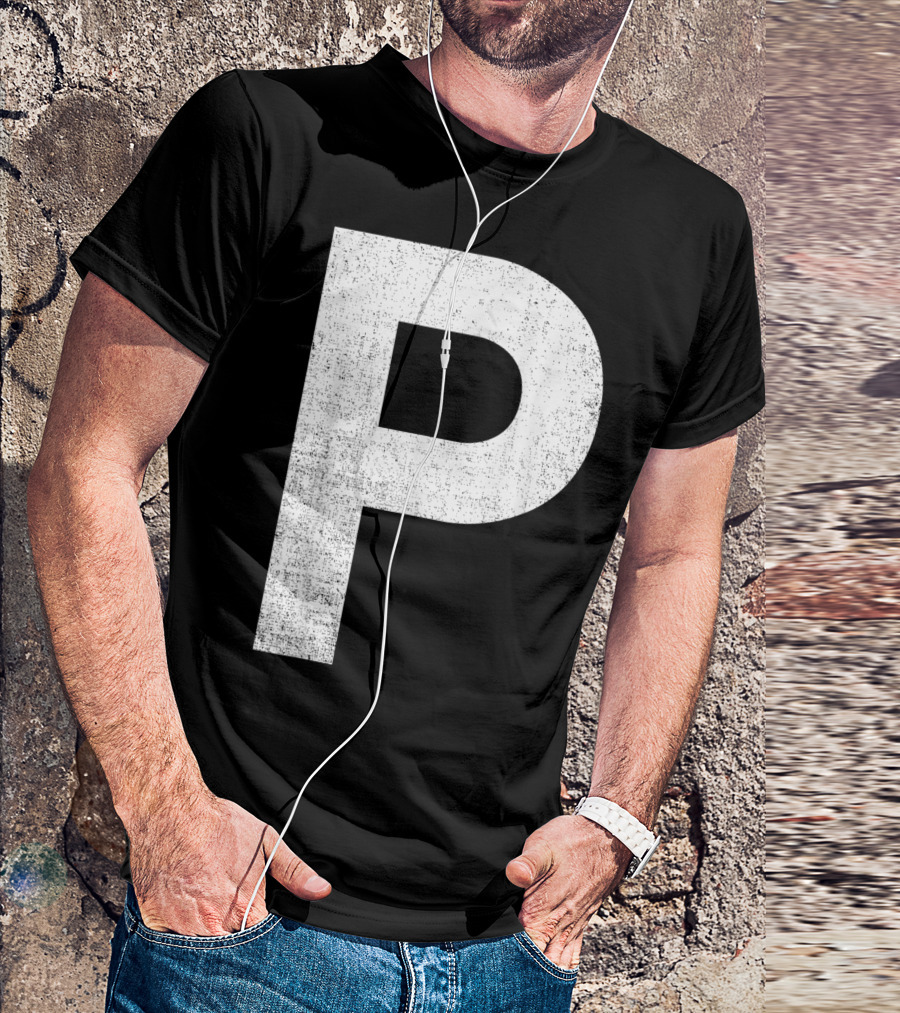 Halloween P Letter Salt And Pepper Matching T-Shirt
