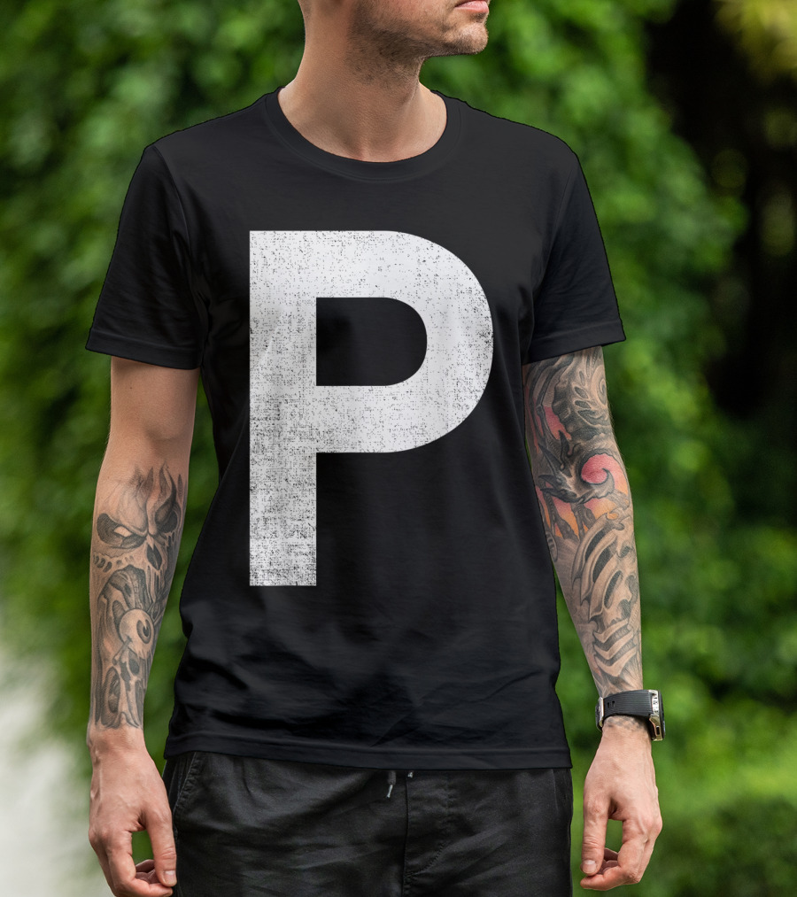 Halloween P Letter Salt And Pepper Matching T-Shirt