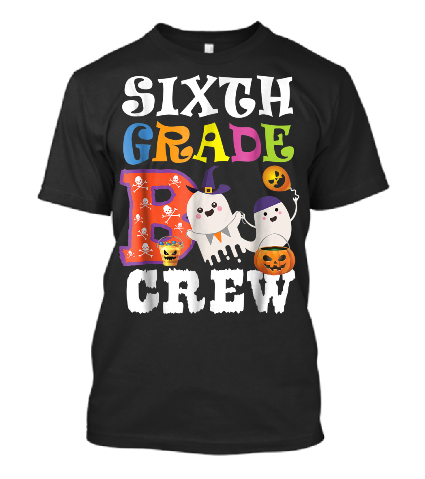 Sixth Grade Boo Crew Halloween Teacher Ghosts And Pumpkins T-Shirt