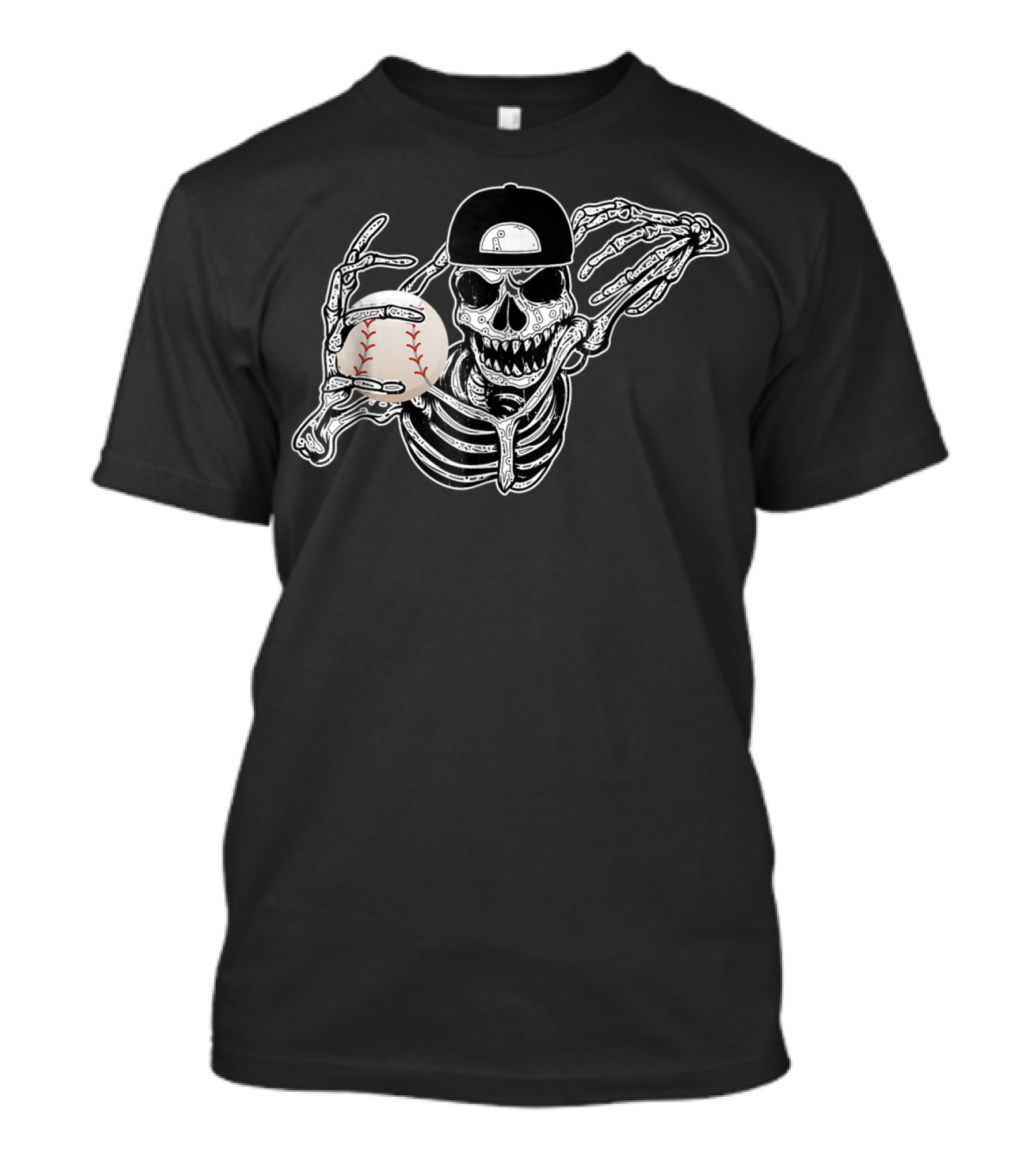 Halloween Skeleton Baseball Player With Skull And Hands T-Shirt