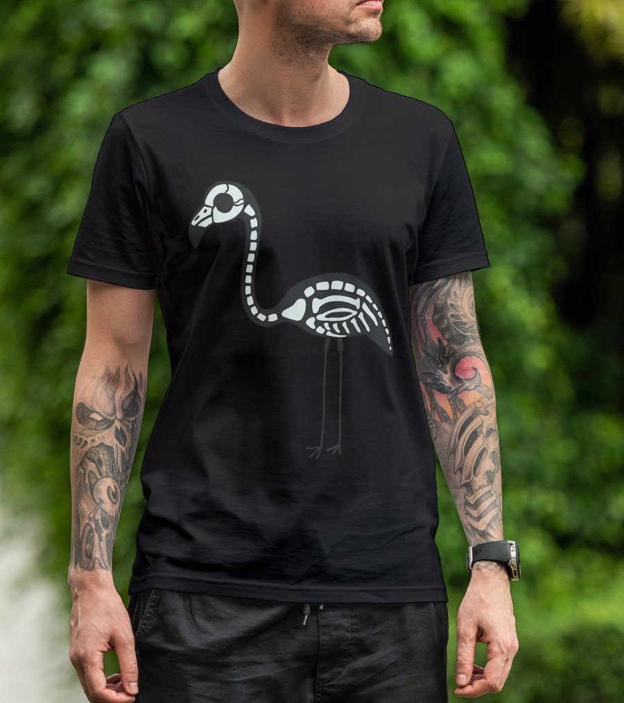 Halloween Skeleton Flamingo Animal Glow In The Dark T-Shirt