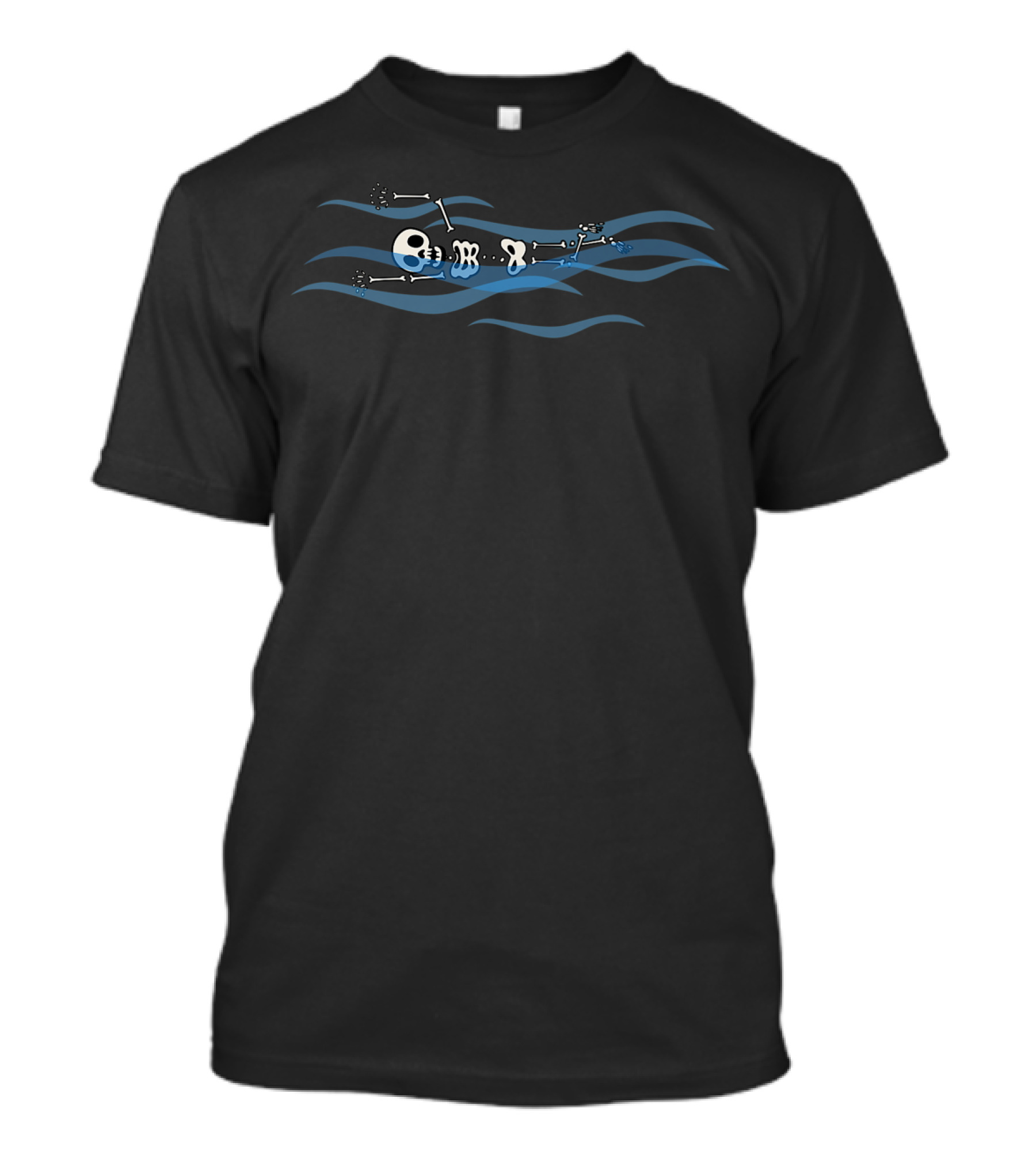 Halloween Skeleton Swimmer All Hallows' Eve Floating Skeleton In Water T-Shirt