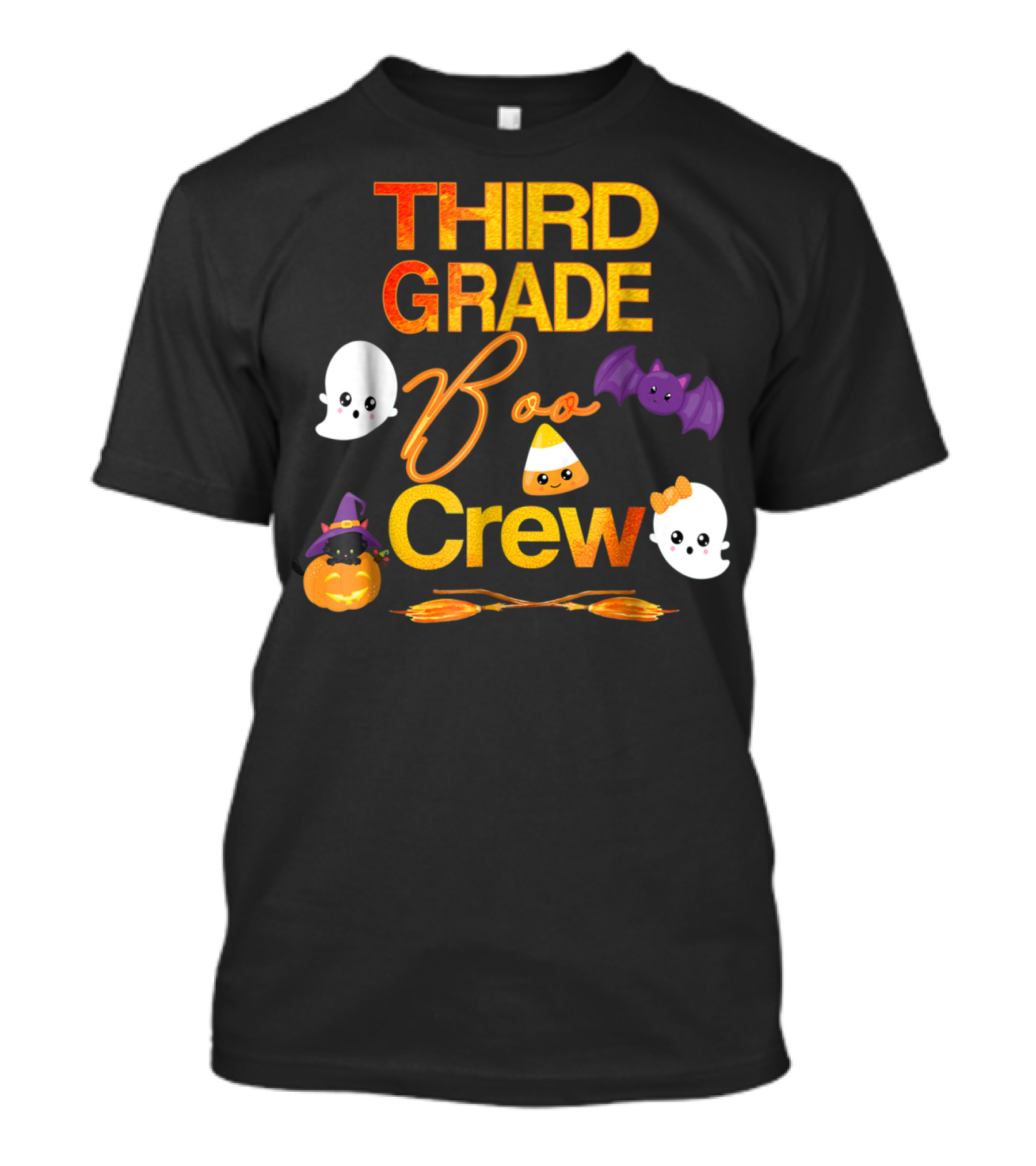 Third Grade Boo Crew Cute Halloween Teacher Ghost Bat Pumpkin Candy Corn T-Shirt