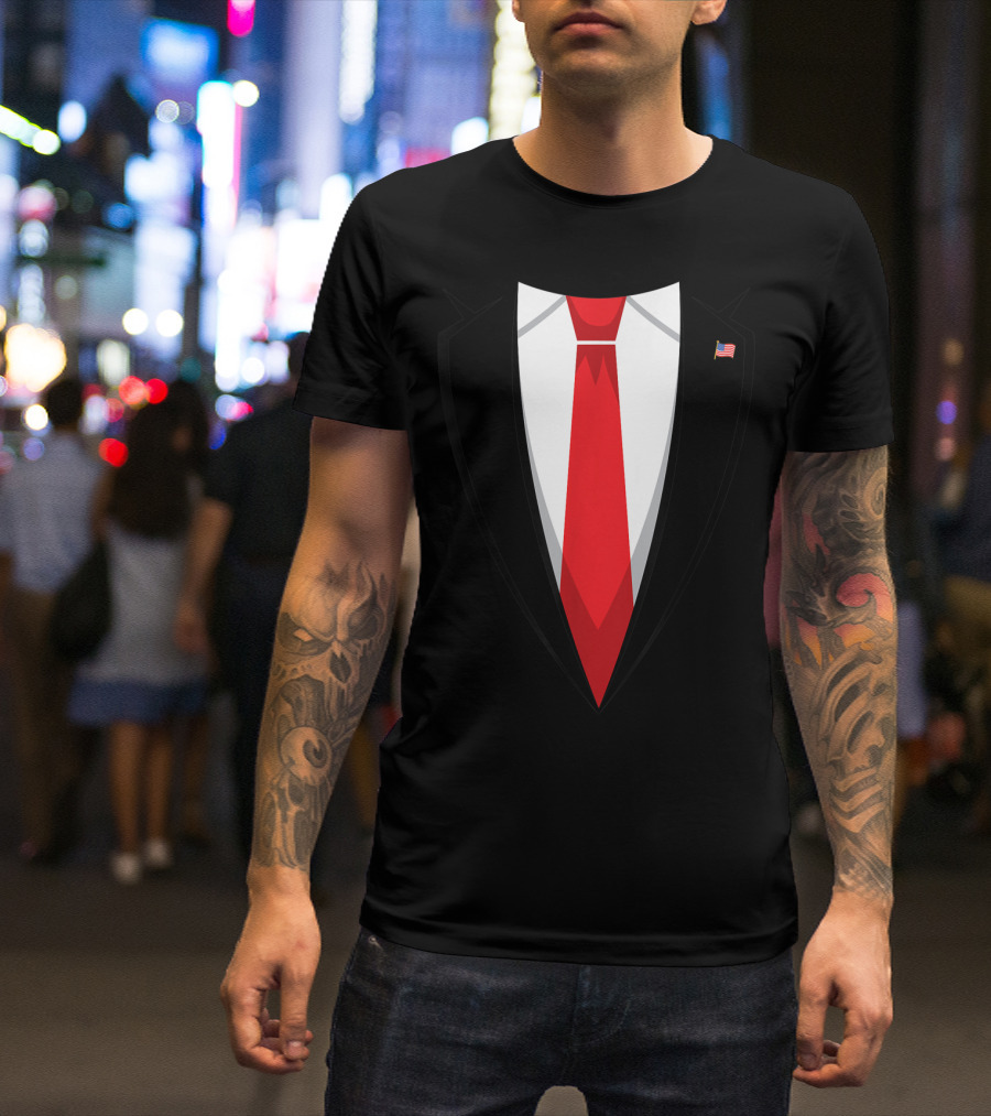 Halloween Trump Suit US President Easy Costume Iconic Red Tie T-Shirt
