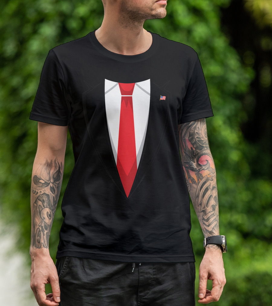 Halloween Trump Suit US President Easy Costume Iconic Red Tie T-Shirt