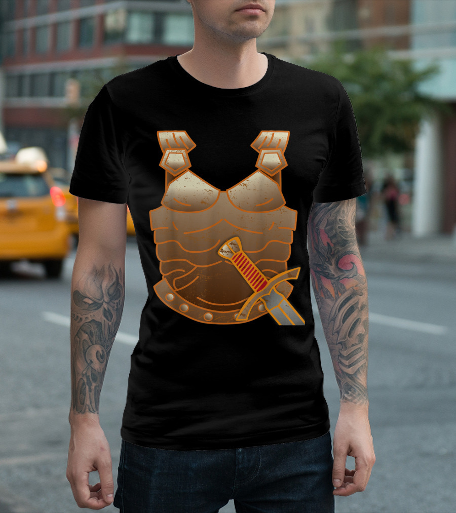 Halloween Warrior Costume Fighter Viking Armor Sword T-Shirt