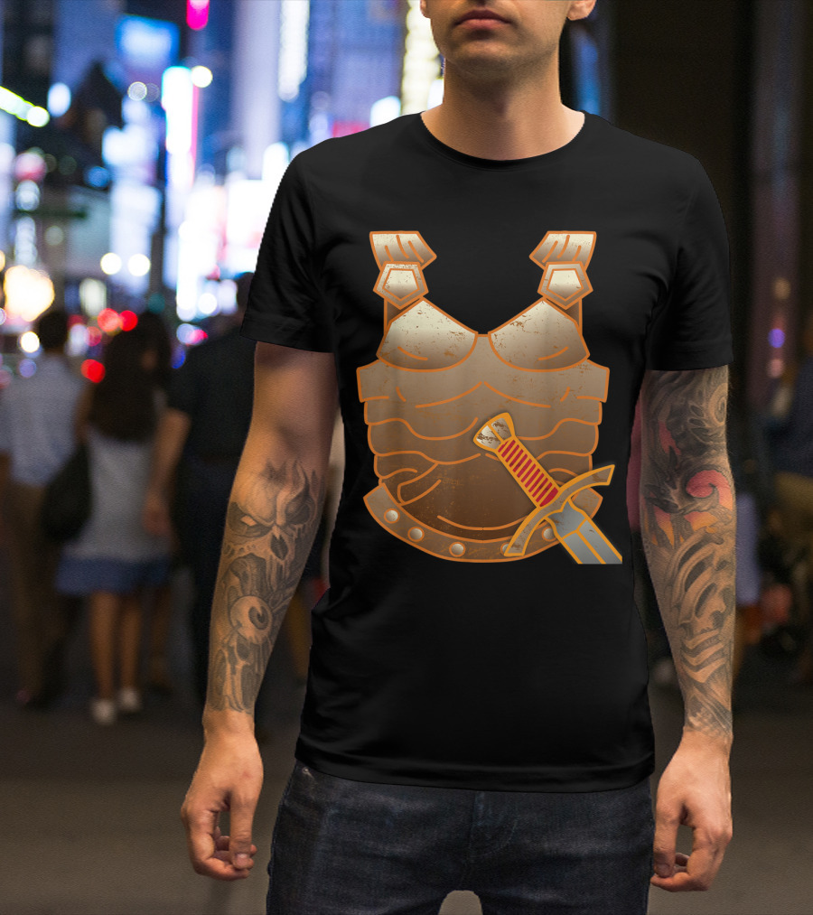 Halloween Warrior Costume Fighter Viking Armor Sword T-Shirt