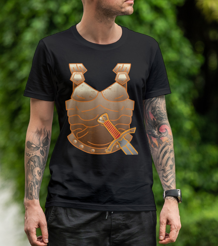 Halloween Warrior Costume Fighter Viking Armor Sword T-Shirt