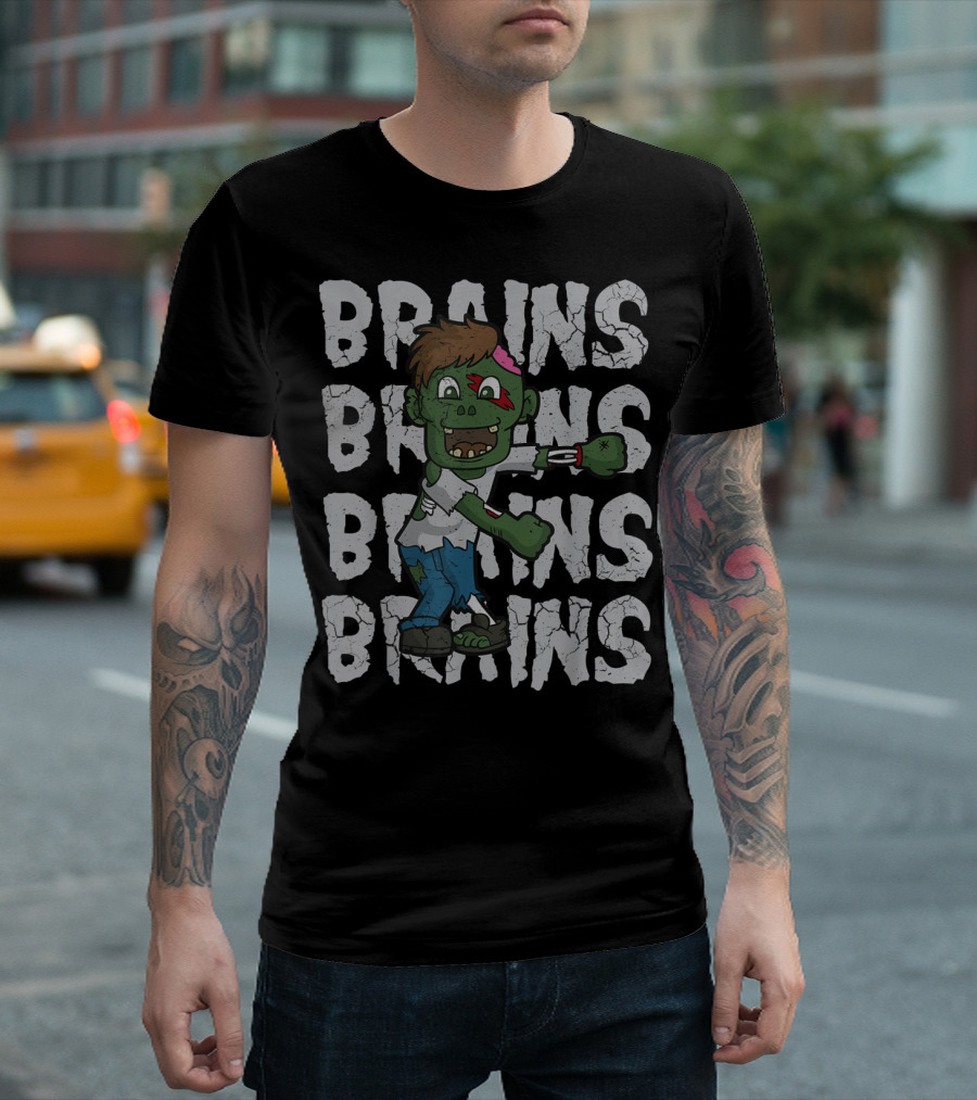 Halloween Zombie Brains Flossing Dance With Brains Text T-Shirt