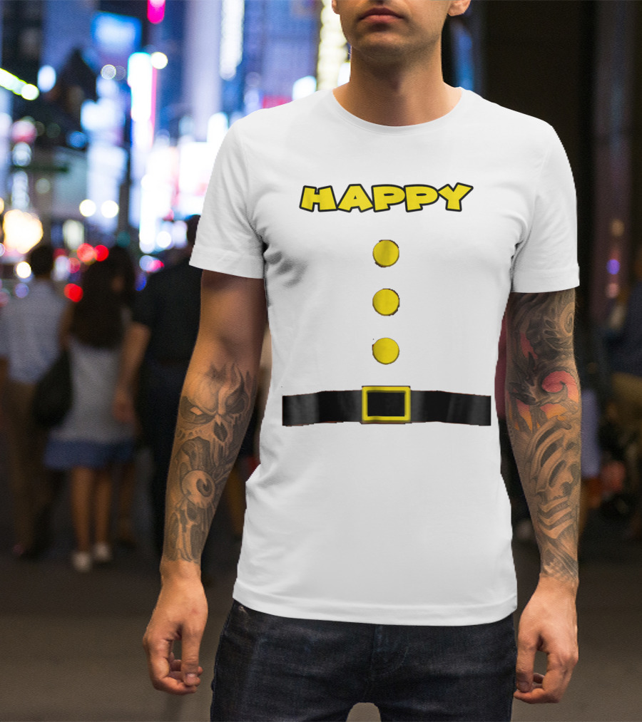 Happy Dwarf Halloween Costume Belt Buttons Design For Fans T-Shirt