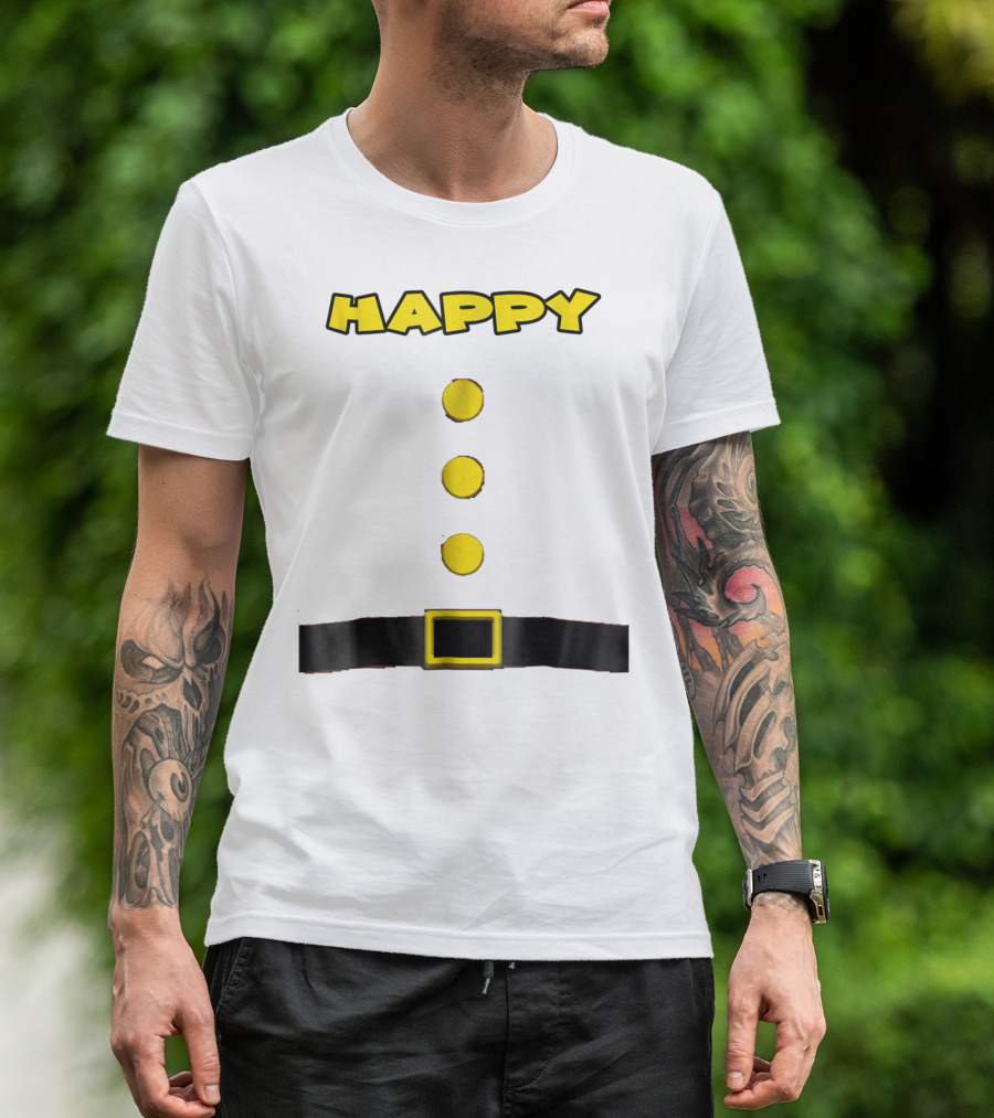 Happy Dwarf Halloween Costume Belt Buttons Design For Fans T-Shirt