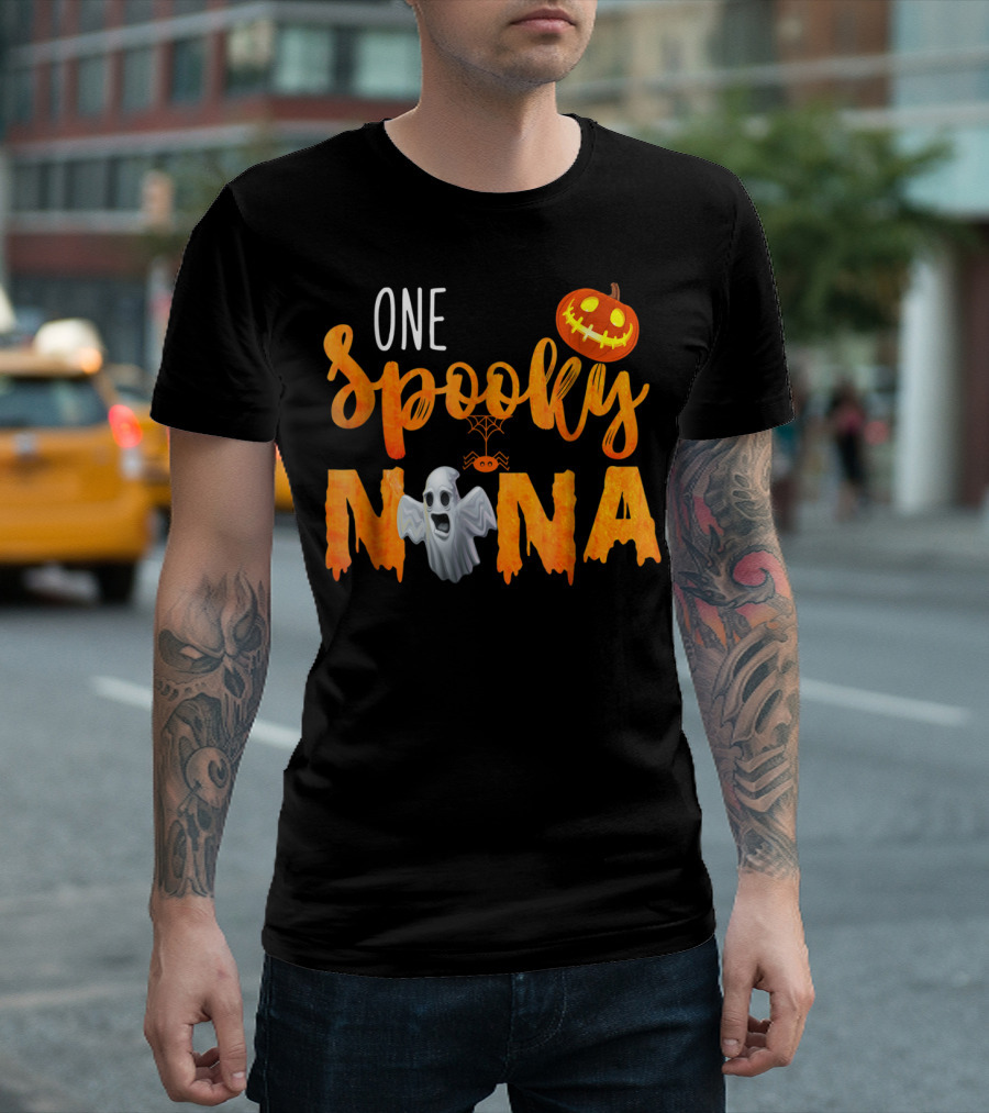 One Spooky Nana Happy Halloween Ghost Pumpkin Spider T-Shirt