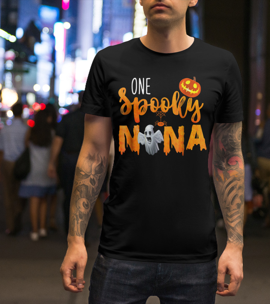 One Spooky Nana Happy Halloween Ghost Pumpkin Spider T-Shirt