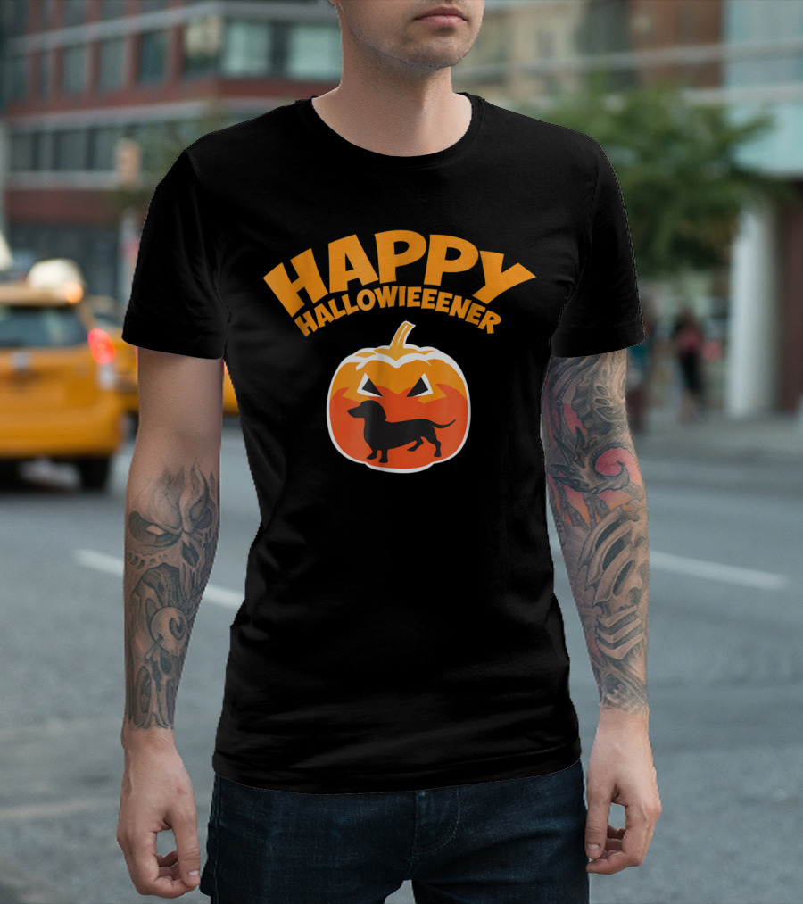 Happy Hallowieeener Dachshund Wiener Dog Pumpkin T-Shirt
