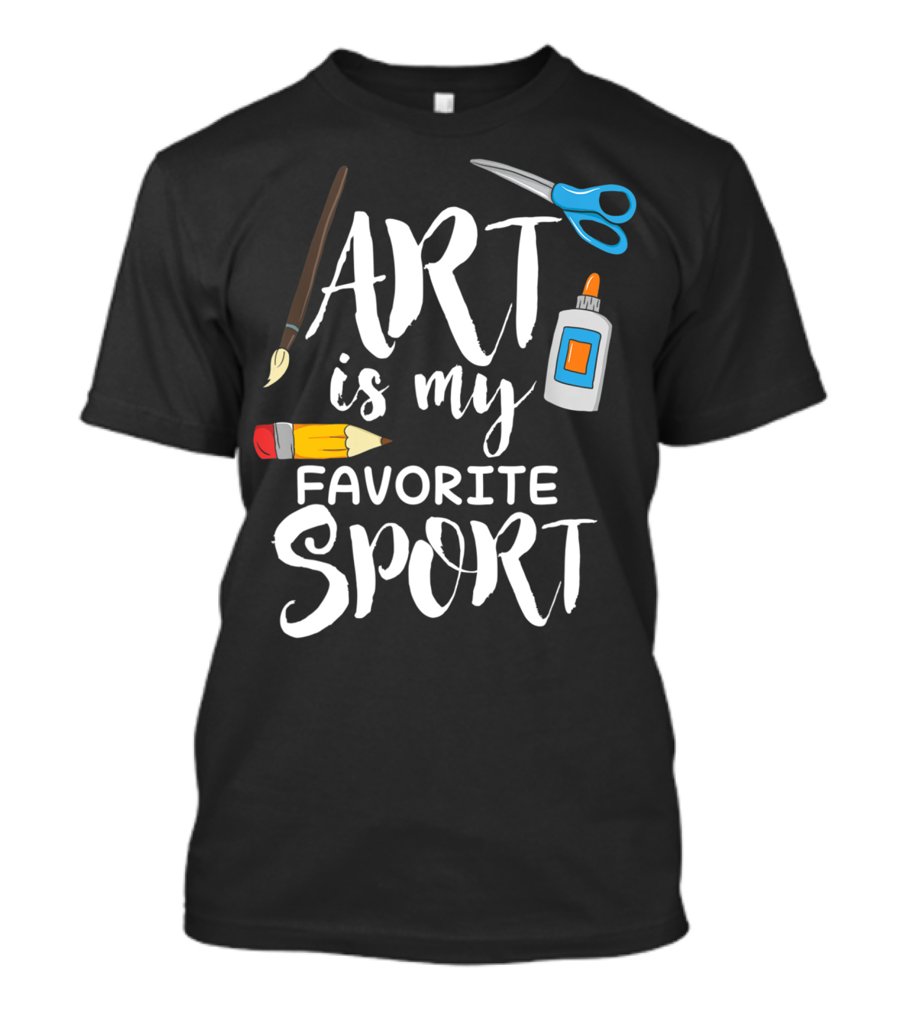 ART Is My FAVORITE SPORT Paintbrush Pencil Scissors Glue T-Shirt