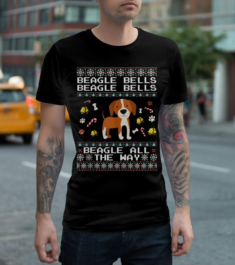 Beagle Bells Beagle All The Way Festive Dog T-Shirt