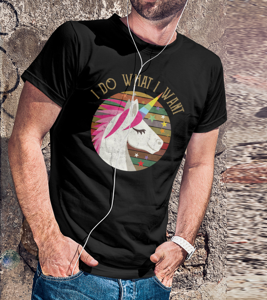 I Do What I Want Rainbow Unicorn Stars Kids T-Shirt