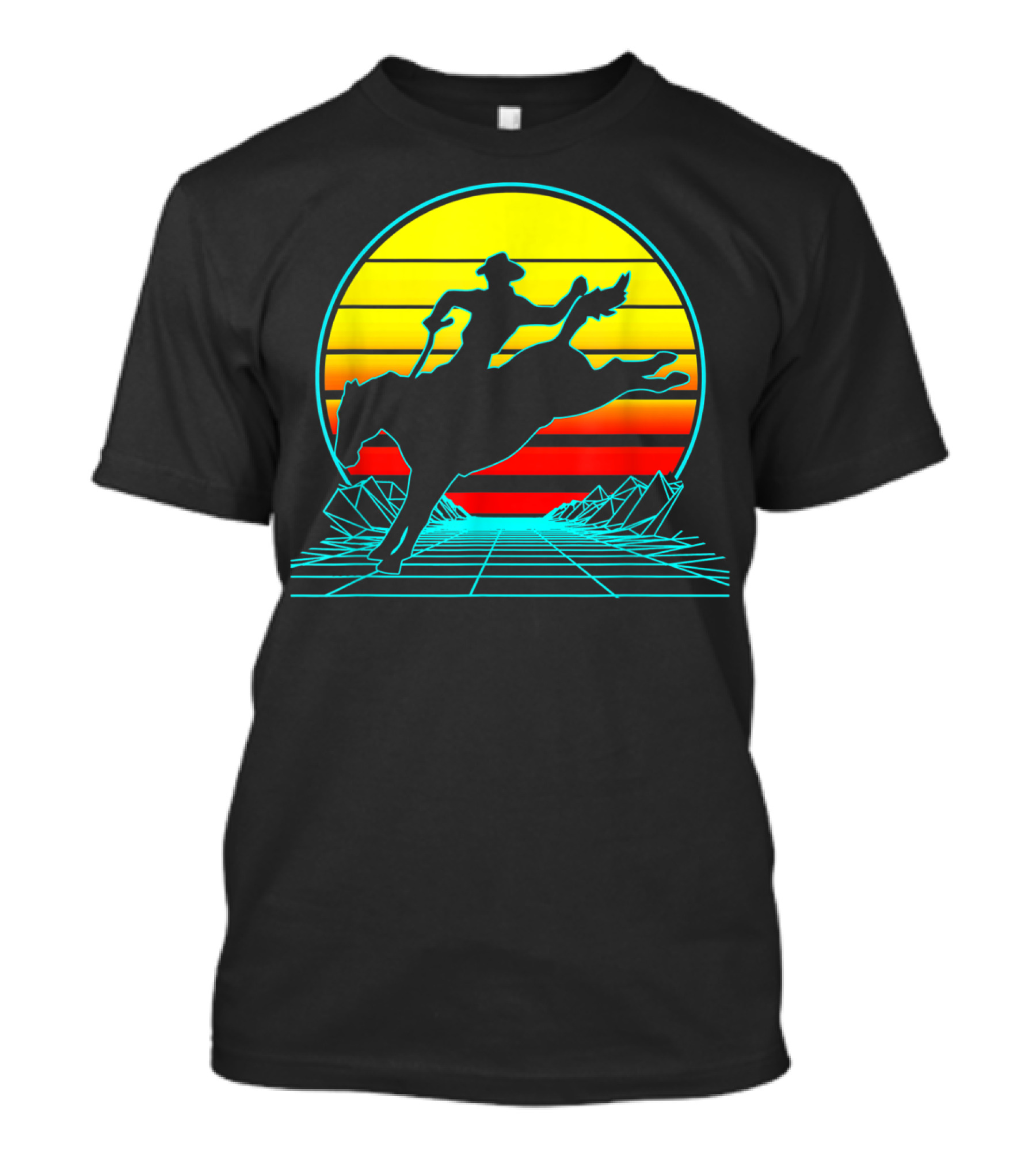 Retro Cowboy Sunrise Vaporwave Rodeo T-Shirt