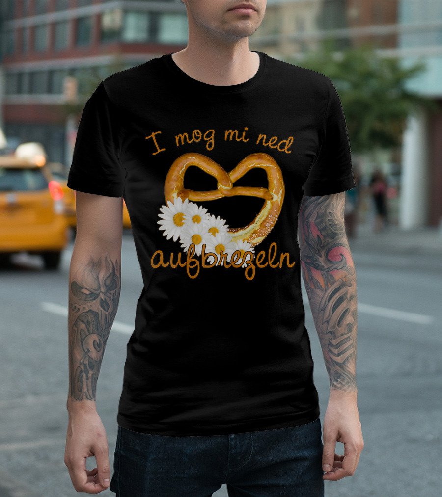 Damen Lustiges I Mog Mi Ned Aufbrezeln Wiesn Herz Brezel Blumen T-Shirt