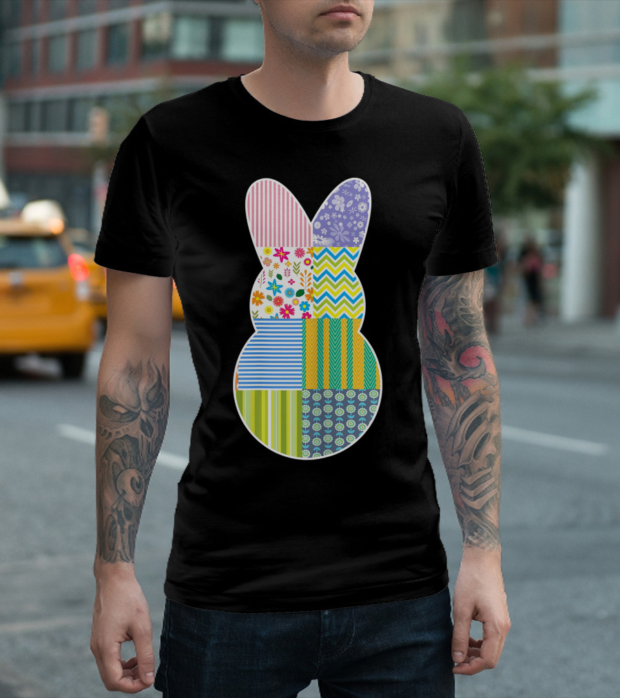 Cute Easter Bunny Patchwork Quilting T-Shirt