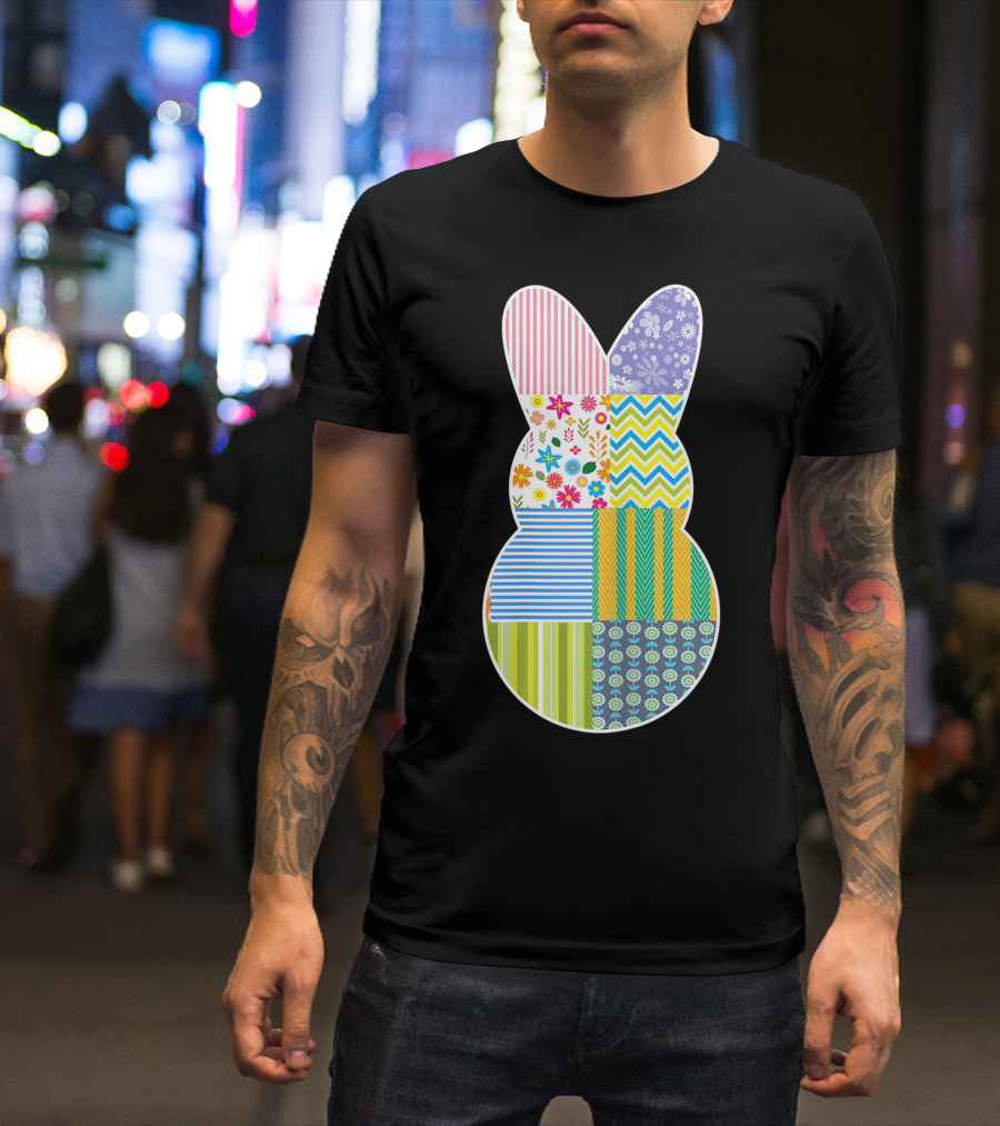 Cute Easter Bunny Patchwork Quilting T-Shirt