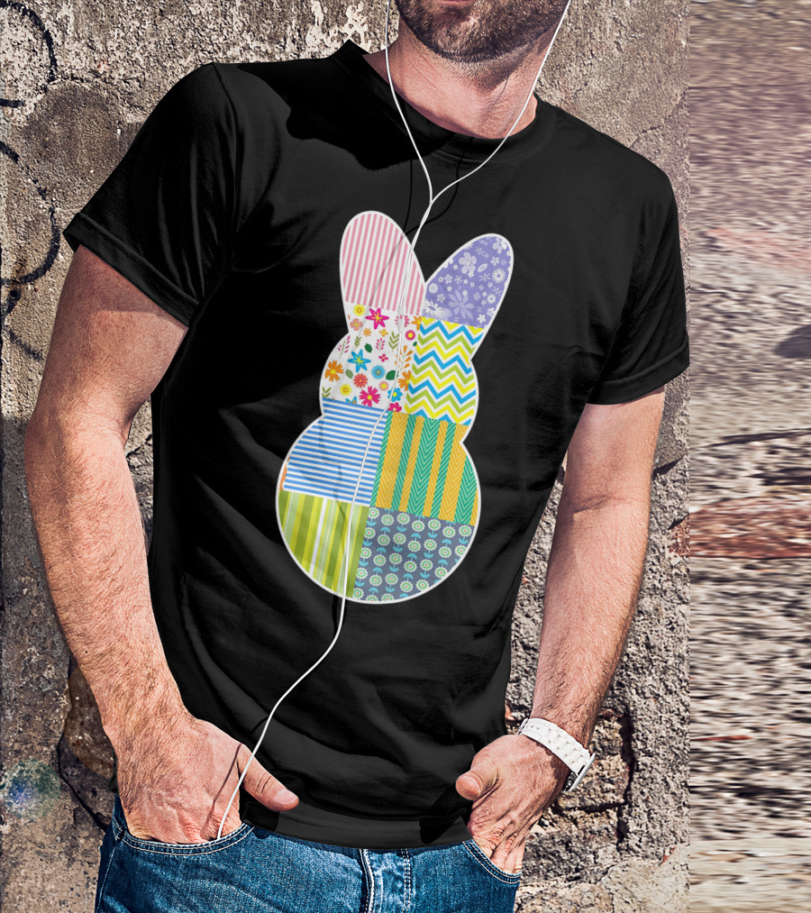 Cute Easter Bunny Patchwork Quilting T-Shirt