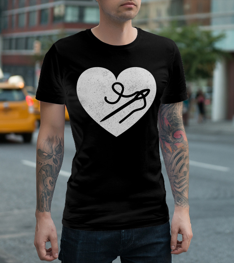 Sewing Quilting Heart Needle Thread T-Shirt