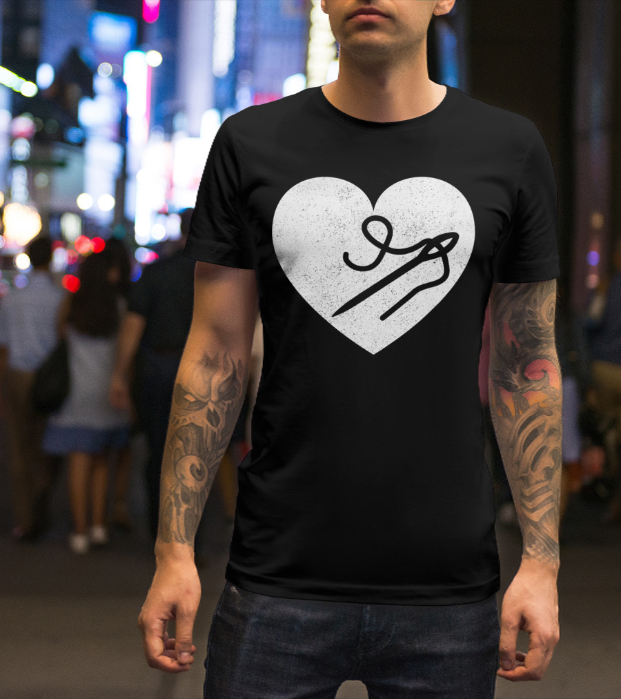 Sewing Quilting Heart Needle Thread T-Shirt