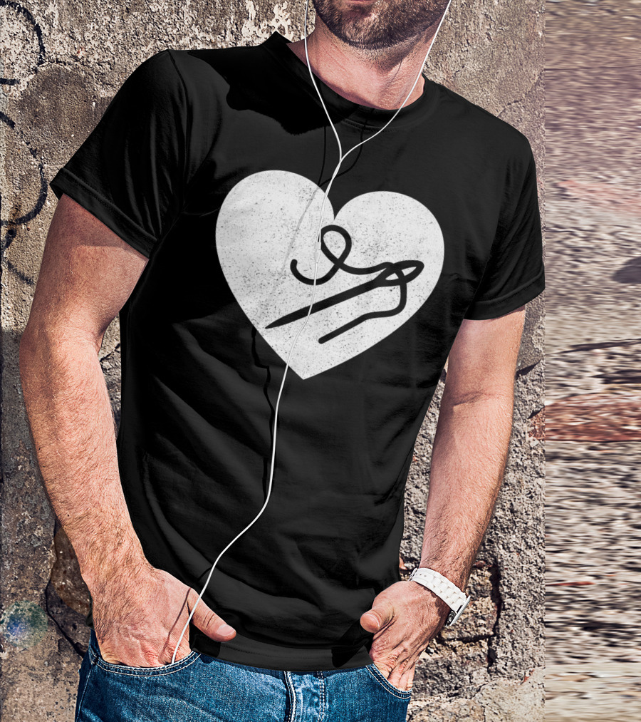 Sewing Quilting Heart Needle Thread T-Shirt