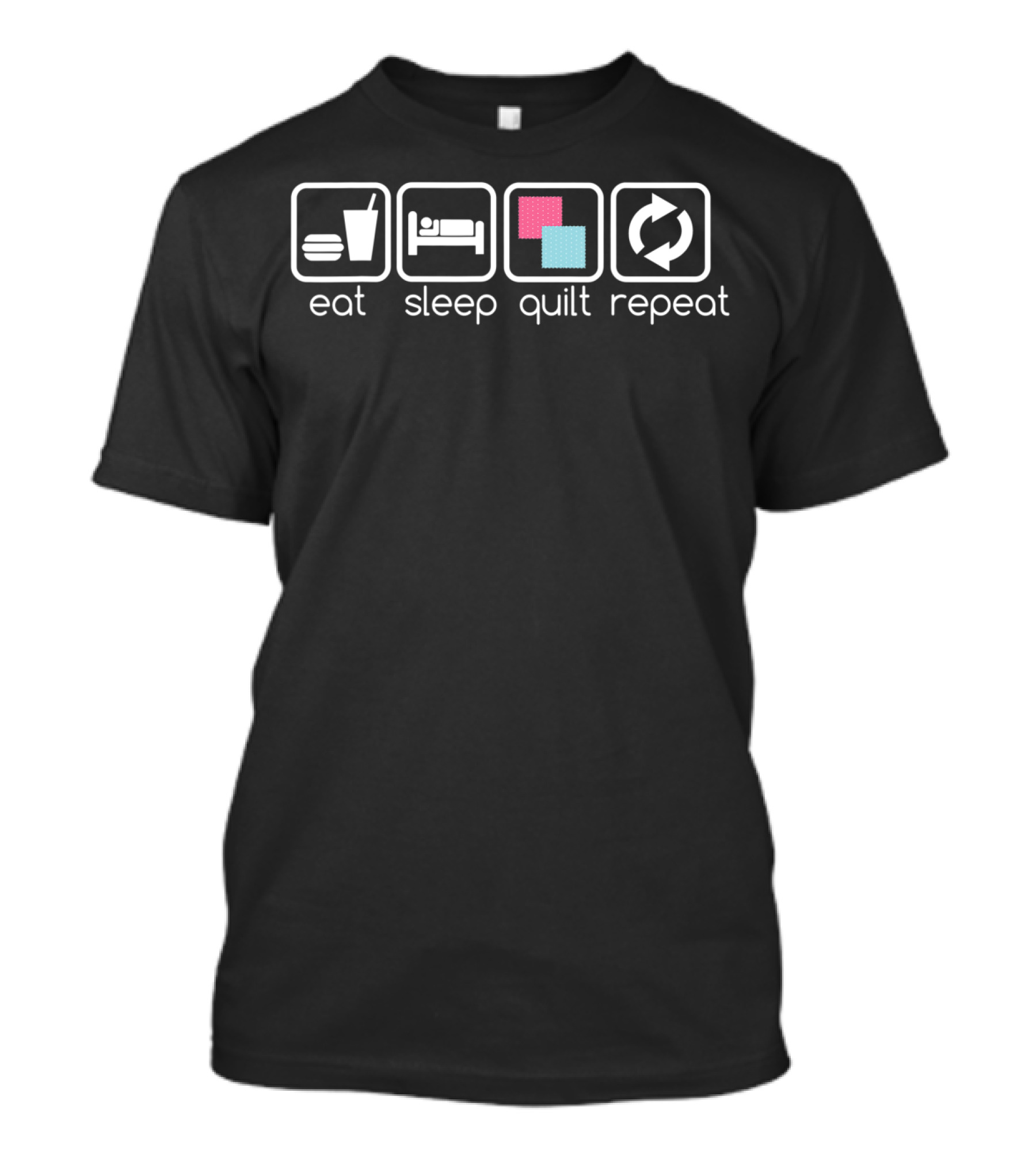 Eat Sleep Quilt Repeat Funny Quilting Quilter Icon Blocks T-Shirt