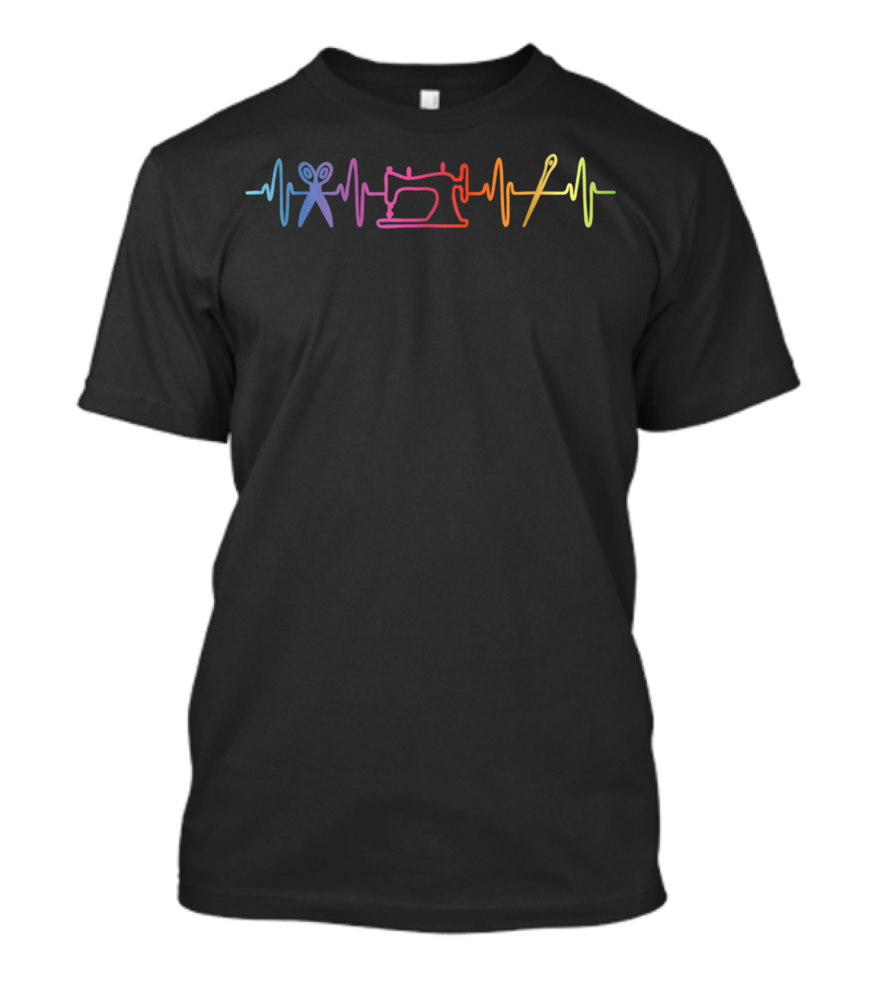 Funny Quilting Heartbeat Rainbow Sewing Tools T-Shirt