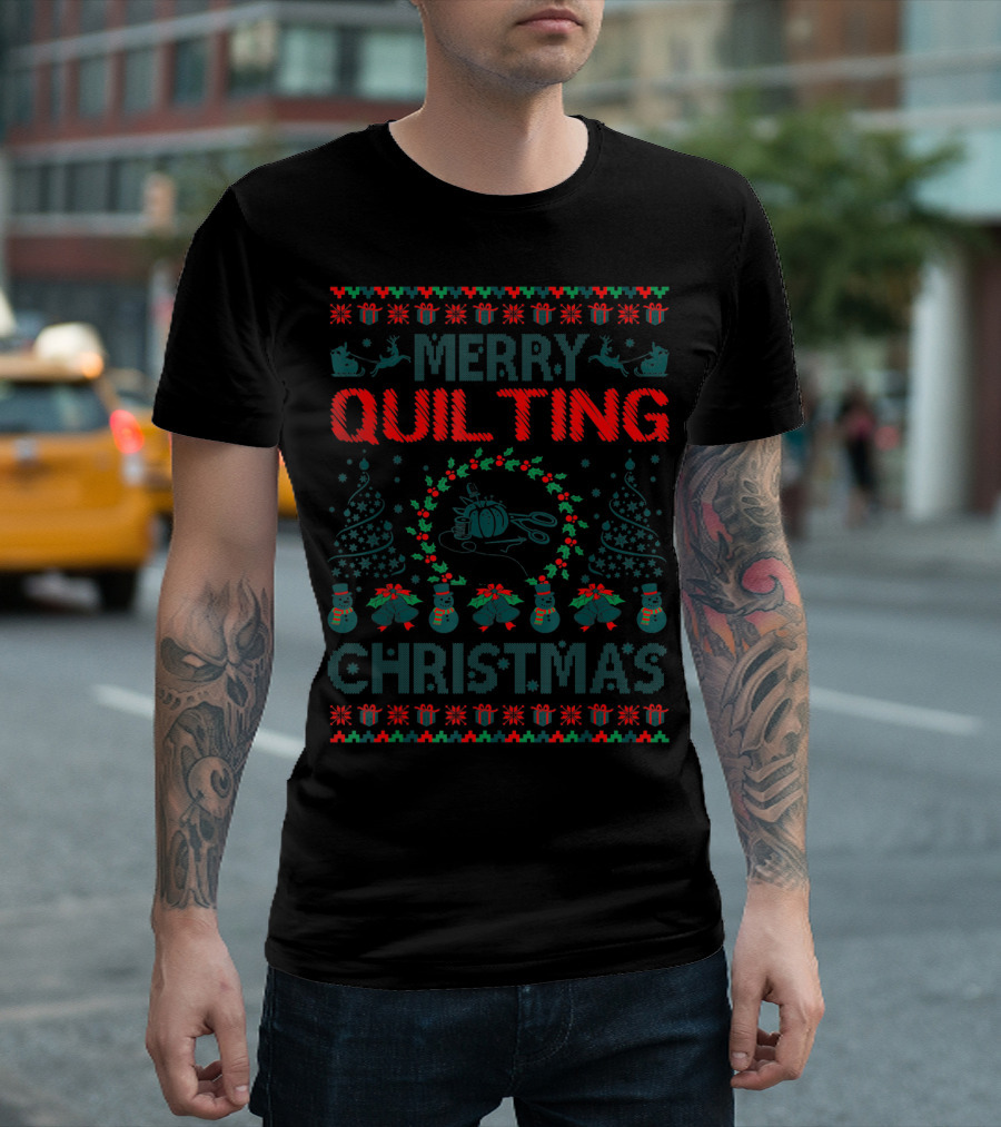 Merry Quilting Christmas Holiday T-Shirt