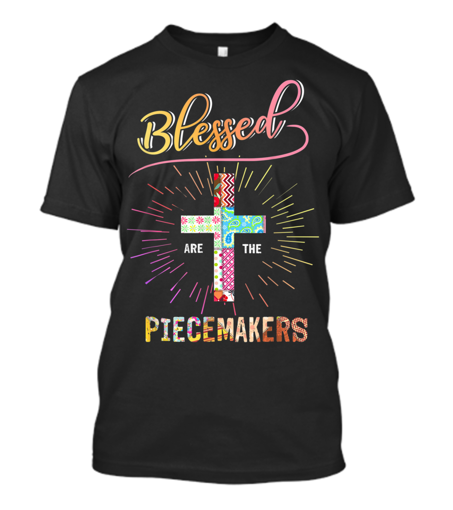 Blessed Are The Piecemakers Cross Quilting T-Shirt